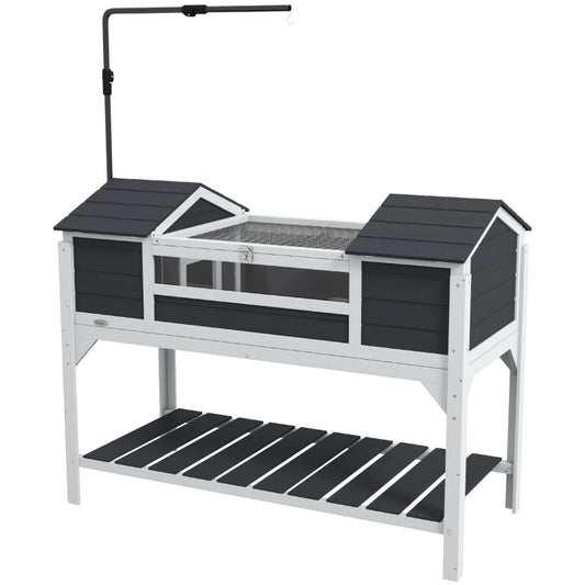 Tortoise Enclosure Tortoise House With Adjustable Lamp Holder Storage Shelf, Dual Main Houses, Openable Lid, Gray