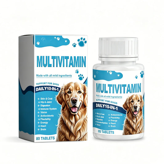 Dog Multivitamin Tablets, Daily Nutritional Supplement For Dogs, Supports Skin Coat, Joint, Digestion, Immune & Vision Health, 80 Chewable Tablets
