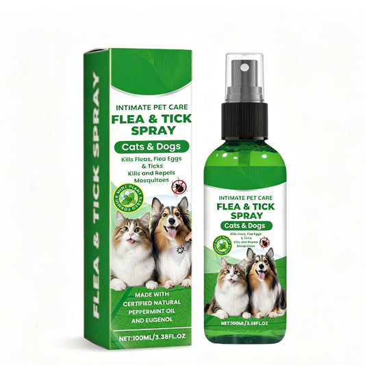 Natural Flea & Tick Spray For Dogs & Cats, Plant-Based Pest Repellent Kills Fleas, Ticks, Lice & Mites